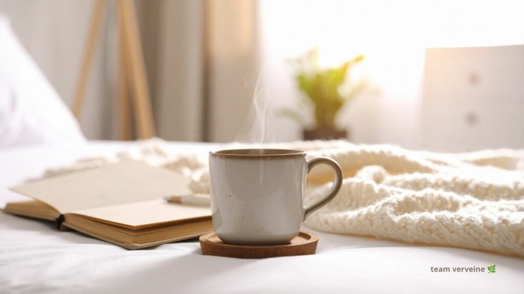 tasse de verveine et carnet symbolisant une reconstruction après un burn-out